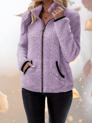 Adria - Sherpa-Fleecejacke mit hohem Kragen – Helllila