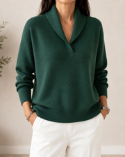 Amandina - Extraweicher V-Ausschnitt-Pullover – Grün