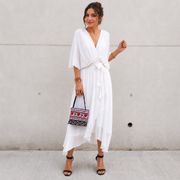 Jescah - Elegantes Kleid mit weiten Ärmeln – Weiß