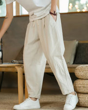 Jeremiah | Locker geschnittene Plissee-Sommerhose mit Kordelzug – Beige