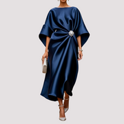 Kay - Stilvolles Wickel-Midikleid – Dunkelblau