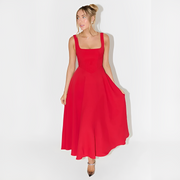 Yarabelle - Elegantes Träger-Midi-Kleid – Rot