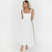 Fioren - Schickes Midikleid mit Rechteckigem Ausschnitt – Weiß