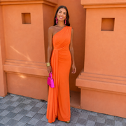 Mallory - Schickes Kleid mit einseitigem Schulterdesign – Orange