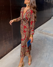 Alima - Retro-Kleid mit V-Ausschnitt – Rot