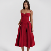 Michaela - Stilvolles und elegantes Kleid in Midi-Länge – Rot