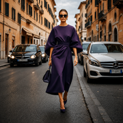 Sonia - Elegantes Kleid mit markanten Ärmeln – Lila