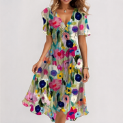 Luella - Legeres Midikleid mit V-Ausschnitt – Weiß / Rosa