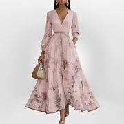 Klarise - Elegantes Kleid mit überkreuztem V-Ausschnitt – Rosa