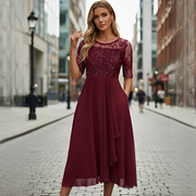 Victoria - Stilvolles Sommerkleid mit Spitze – Rot