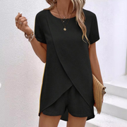 Arabesca - Mehrlagiges asymmetrisches Loungewear-Set – Schwarz