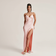 Meliva - Elegantes und Figurbetontes Maxikleid – Rosa