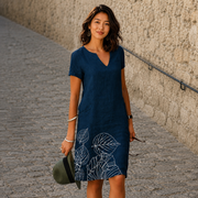Josette - Freizeit-Midikleid mit V-Ausschnitt – Marineblau