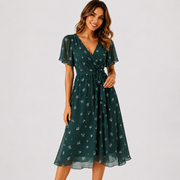 Elsinya - Elegantes und fließendes Midi-Kleid – Grün