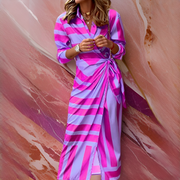 Emily - Elegantes und Schickes Kleid mit Streifen – Lila