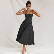 Michaela - Stilvolles und elegantes Kleid in Midi-Länge – Schwarz