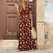 Lunna - Elegantes Boho-Maxikleid – Dunkelrot