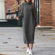 Sophie | Damen Strickkleid lang modern & stilvoll tragbar – Grau