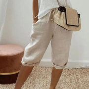 Fenley | Leinen-Hosen mit Kordelzug – Khaki