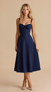 Kiana - Elegantes Midikleid mit Schlitz – Dunkelblau