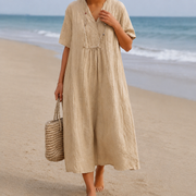 Kendra - Komfortables Kleid mit V-Ausschnitt – Khaki