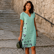 Josette - Freizeit-Midikleid mit V-Ausschnitt – Hellgrün