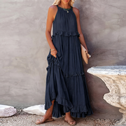 Vessa - Schickes Stufen-Maxikleid – Marineblau