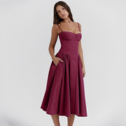 Michaela - Stilvolles und elegantes Kleid in Midi-Länge – Dunkelrot