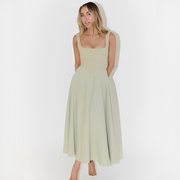 Fioren - Schickes Midikleid mit Rechteckigem Ausschnitt – Grün