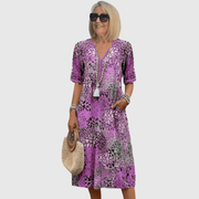 MARINA | KLEID MIT MEERESMOTIV – Violett