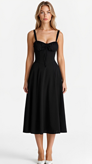 Kiana - Elegantes Midikleid mit Schlitz – Schwarz