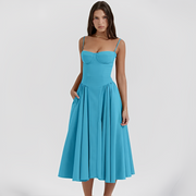 Michaela - Stilvolles und elegantes Kleid in Midi-Länge – Blau