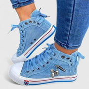Michaela | Damen Denim Hochgeschnittene Sneakers – Jeansblau