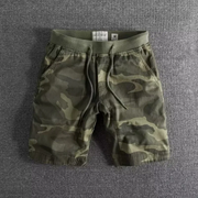 Dax | Herren Camo-Shorts Elastikbund Kurze Hose Sommer – Militärgrün