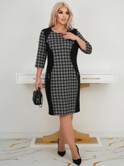 Nina | Elegantes Damen-Midi-Kleid modern & gemustert – Schwarz (Fast ausverkauft)