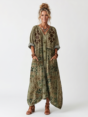 Roselisse - Leichtes Midikleid mit Knopfverschluss – Grün