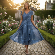 Eliana - Elegantes Kleid mit V-Ausschnitt – Blau