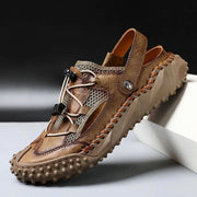 Bastian | Herren Leder Sandalen Outdoor Geschlossene Zehenkappe – Khaki