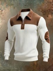 Eldvane - Premium-Rippstrick-Half-Zip-Pullover – Weiß
