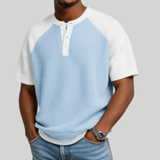 Arbor - Strukturiertes Waffelstrick-Poloshirt – Hellblau