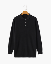 Bennett | Luxuriöser Herren Kaschmirpullover mit Polokragen & Knopfleiste – Schwarz