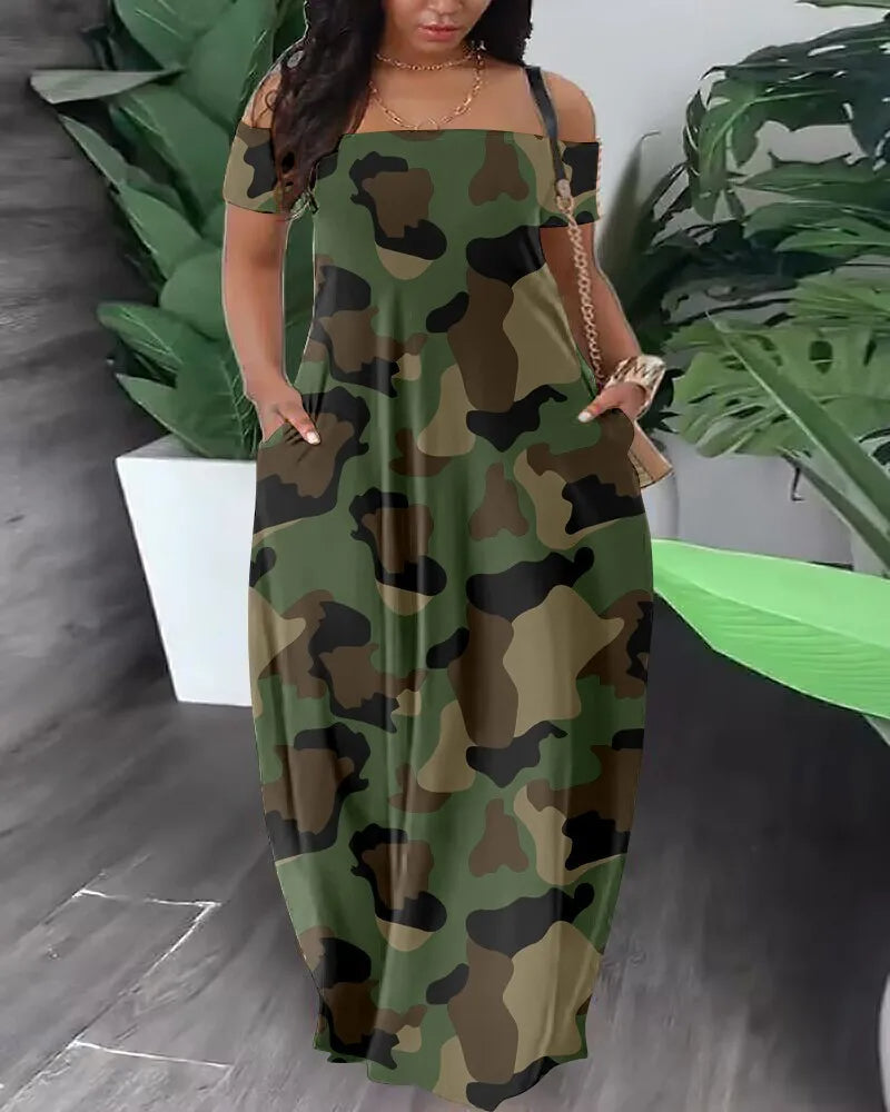 Tanya - Plus Size Safari Kleid Farbenfroh