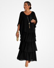 Sylvia - Fließendes Soft-Touch-Maxikleid – Schwarz