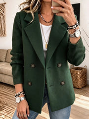 Adalene - Doppelreihiger Blazer mit Strickärmeln – Grün