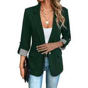 Celenya - Klassischer Blazer mit hochgekrempelten Ärmeln – Dunkelgrün