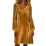 Verelia - Samt-Minikleid mit Wasserfallausschnitt – Gold
