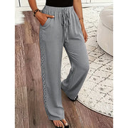 Estrelle - Loungehose mit Kordelzug und Spitzenbesatz – Grau