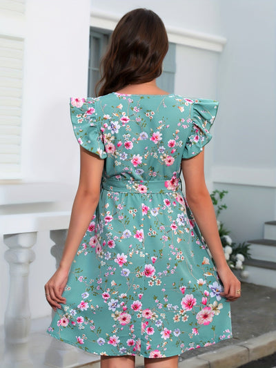 Wickelkleid mit Blumenmuster | Rüschenärmel | Feminin & Sommerlich