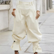 Dianella - Hochtaillierte Hose mit Rüschenabschluss – Beige