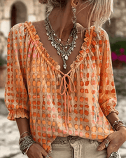 Bevelyn - Soft-Touch-Bluse mit Polka-Dots – Orange